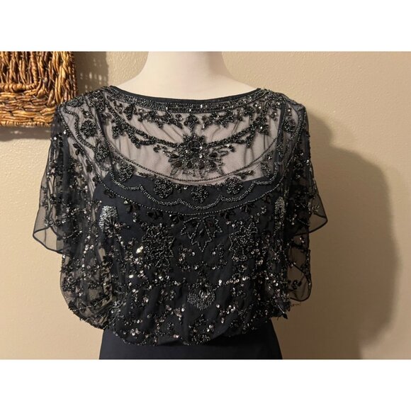 Aidan Mattox Dress 4 Blue Sequin Formal Long Maxi Cruise Party Wedding $450 NEW - Picture 6 of 16